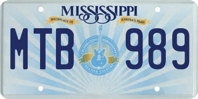 MS license plate MTB989