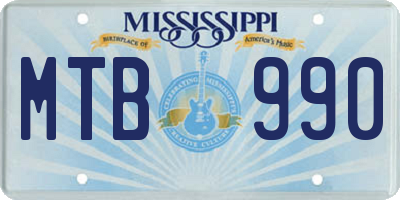 MS license plate MTB990