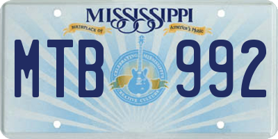 MS license plate MTB992