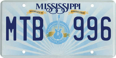 MS license plate MTB996