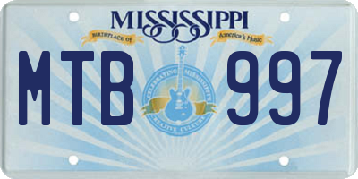 MS license plate MTB997