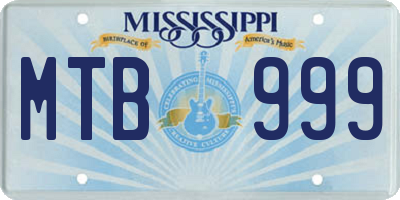 MS license plate MTB999