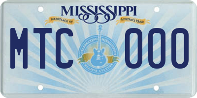 MS license plate MTC000