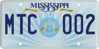 MS license plate MTC002