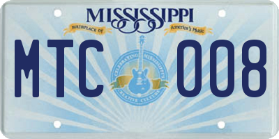 MS license plate MTC008