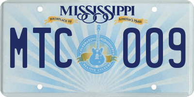 MS license plate MTC009