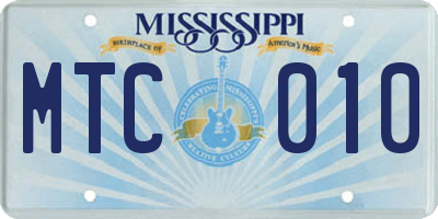 MS license plate MTC010