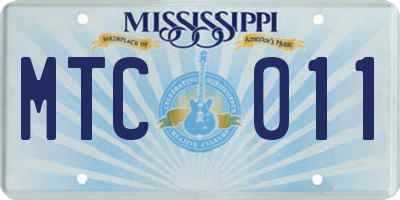 MS license plate MTC011