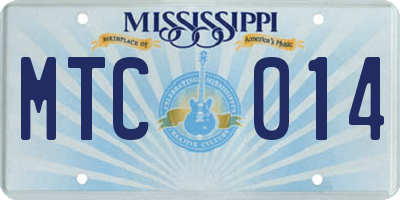 MS license plate MTC014
