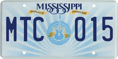 MS license plate MTC015