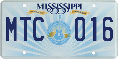 MS license plate MTC016