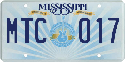 MS license plate MTC017