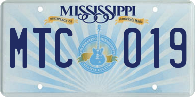 MS license plate MTC019