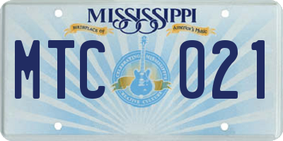 MS license plate MTC021