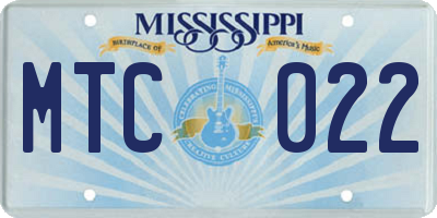 MS license plate MTC022