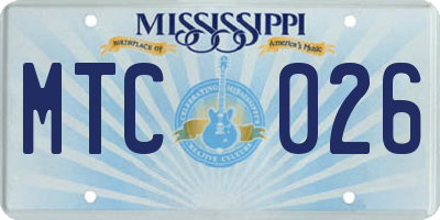 MS license plate MTC026