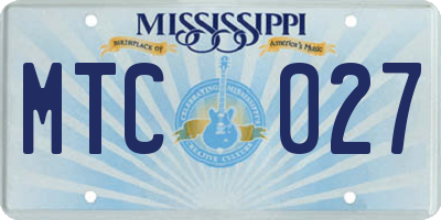 MS license plate MTC027