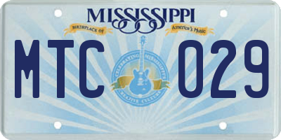 MS license plate MTC029