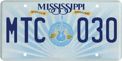 MS license plate MTC030
