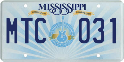 MS license plate MTC031