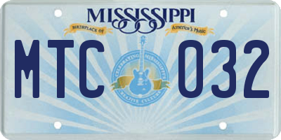 MS license plate MTC032