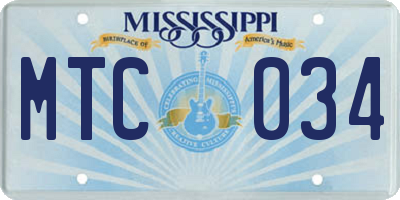 MS license plate MTC034