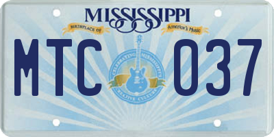 MS license plate MTC037