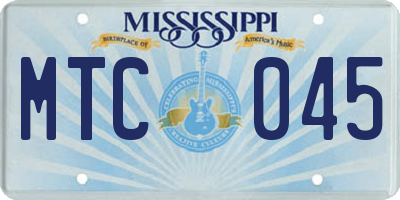 MS license plate MTC045