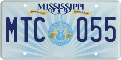 MS license plate MTC055