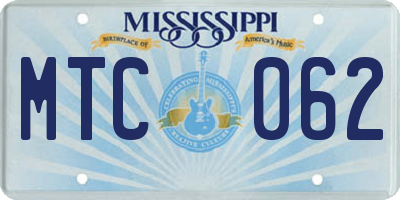 MS license plate MTC062