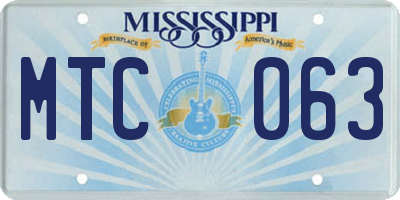 MS license plate MTC063