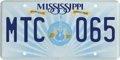 MS license plate MTC065