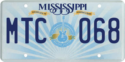 MS license plate MTC068