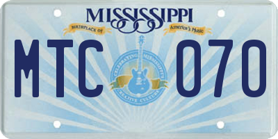 MS license plate MTC070