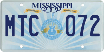 MS license plate MTC072