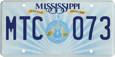MS license plate MTC073