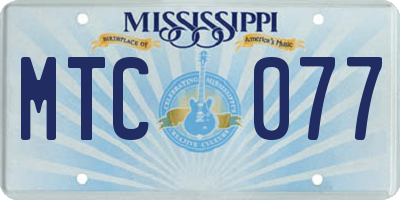 MS license plate MTC077