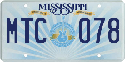 MS license plate MTC078
