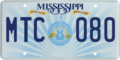 MS license plate MTC080