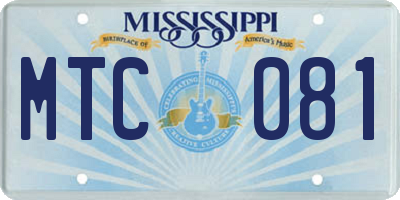 MS license plate MTC081