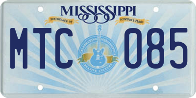 MS license plate MTC085