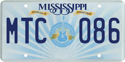 MS license plate MTC086
