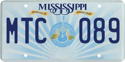 MS license plate MTC089