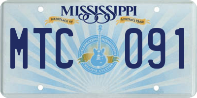 MS license plate MTC091