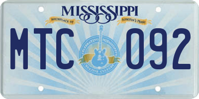 MS license plate MTC092