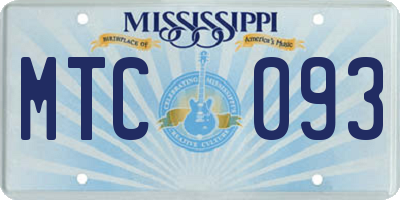 MS license plate MTC093