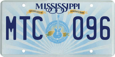 MS license plate MTC096
