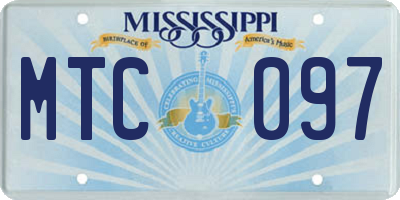 MS license plate MTC097