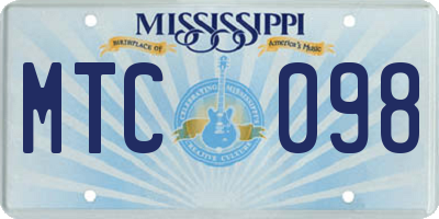MS license plate MTC098