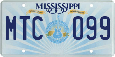 MS license plate MTC099